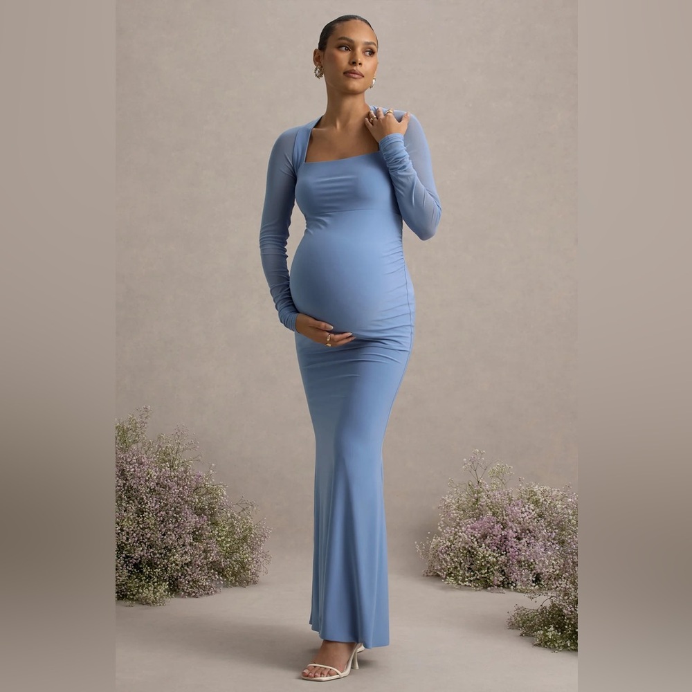 Club L London Blue Long Sleeve Bodycon Dress